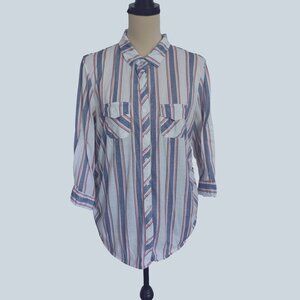 Eden & Olivia Button Down Blouse Shirt Stripes XL